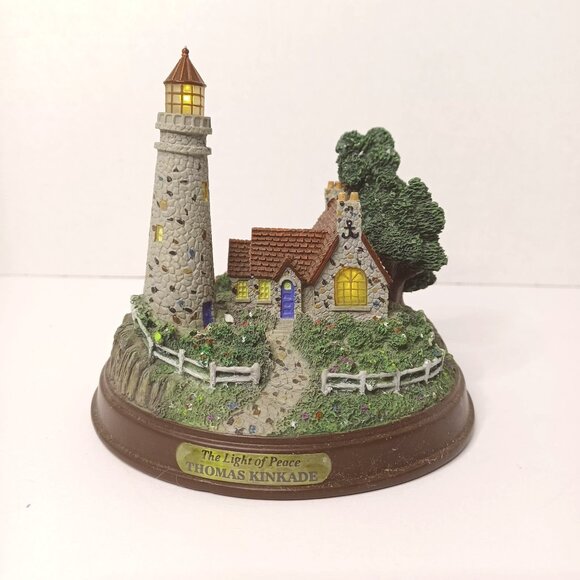 Thomas Kinkade The Light of Peace Lighthouse Cottage Collectible Figurine - Picture 5 of 5